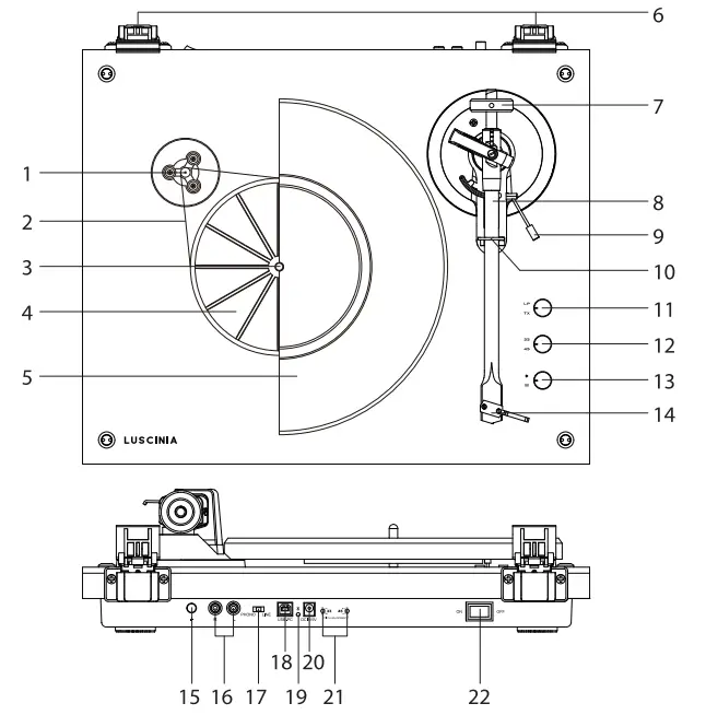 1byone LP11 Acrylic Sheet Modern Vinyl Turntable - Fig 1