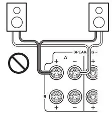 ONKYO A-9050, A-9030 Integrated Amplifier - Don’t connect more than one speaker wire