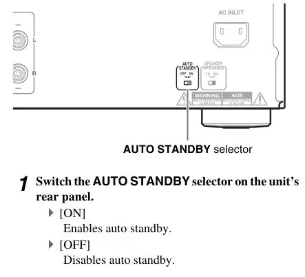ONKYO A-9050, A-9030 Integrated Amplifier - Setting the Auto Standby Function