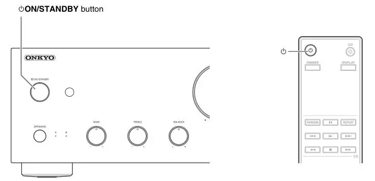 ONKYO A-9050, A-9030 Integrated Amplifier - Turning On or Off the Integrated Amplifier