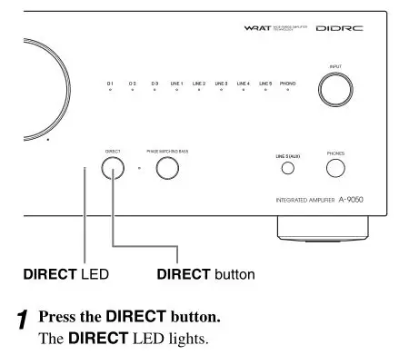 ONKYO A-9050, A-9030 Integrated Amplifier - Using the Direct Function