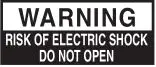 Waning-Risk of Electric Shock