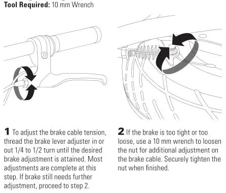 RAZOR ECOSMART METRO ELECTRIC SCOOTER ADJUSTING THE BREAK IMAGE