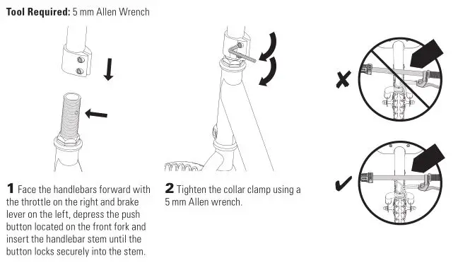 RAZOR ECOSMART METRO ELECTRIC SCOOTER ATTACHING THE HANDLEBARS SETUP IMAGE