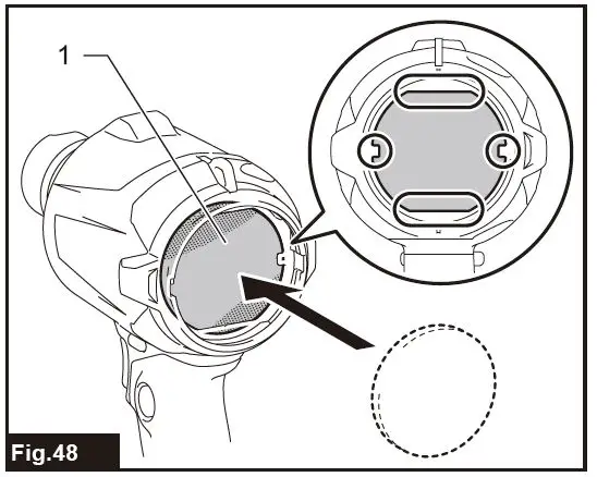 4. Set the circular sponge filter B back over the suction inlet.