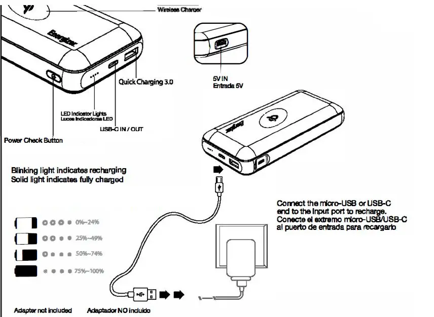 Energizer QE20007PQ Wireless 20000mAh Power Bank 4