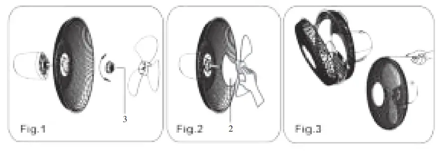 DOMO DO8138 Desk Fan - FASTENING THE GRILL AND THE FAN BLADES