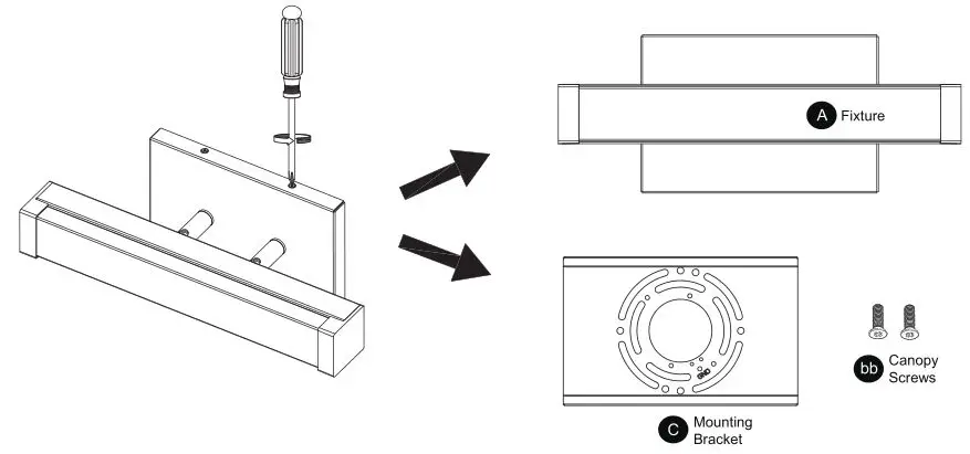 IN LIGHT Integrated LED Vanity Light - Disassemble the fixture