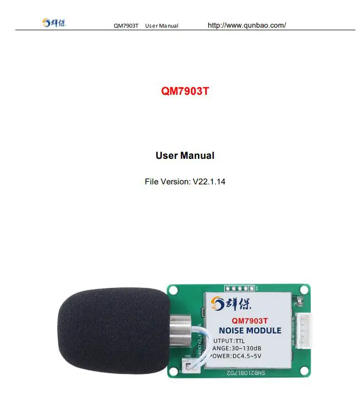 SONBEST QM7903T TTL On-Board Noise Sensor Module User Manual