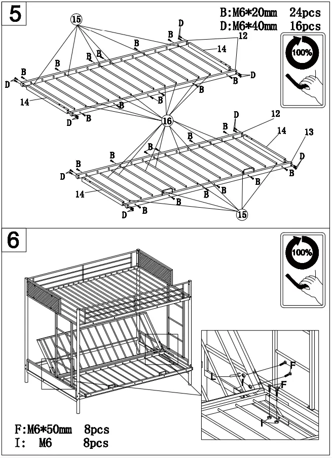 Polibihd-WF197908-Rustic-Twin-Over-Full-Metal-Bunk-Bed-Black-9