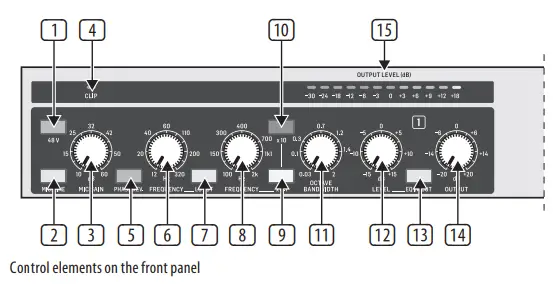 behringer ULTRAGAIN PRO MIC2200 Audiophile Vacuum - Controls