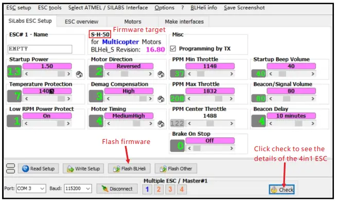 ESC Check and Flash Firmware