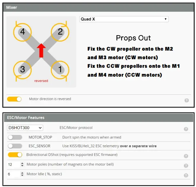 Mixer Type and ESC/Motor Protocol