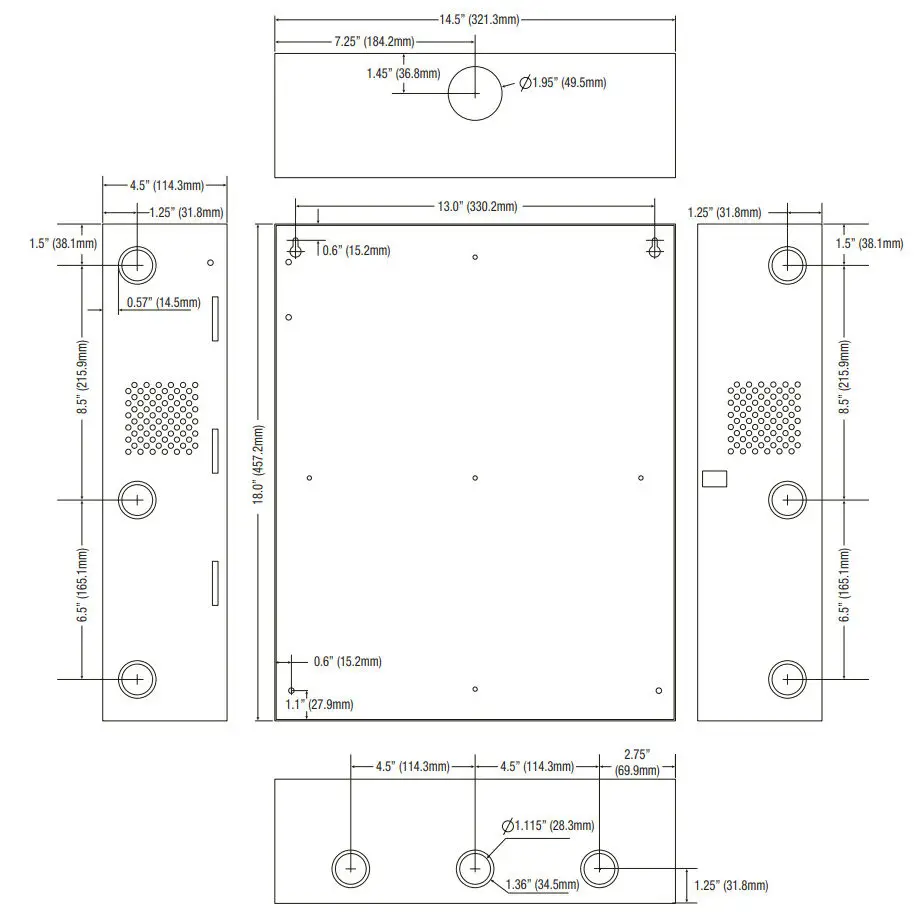 Altronix Trove1V1 Trove1 Enclosure - Dimensions