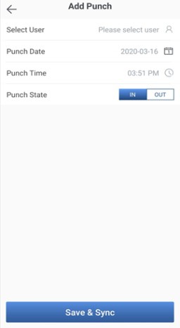 NGTeco Time Clock - D1 - Add Missing Punch from App