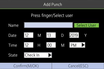 NGTeco Time Clock - D1 - Add Missing Punch