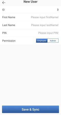 NGTeco Time Clock - D1 - Register users from App