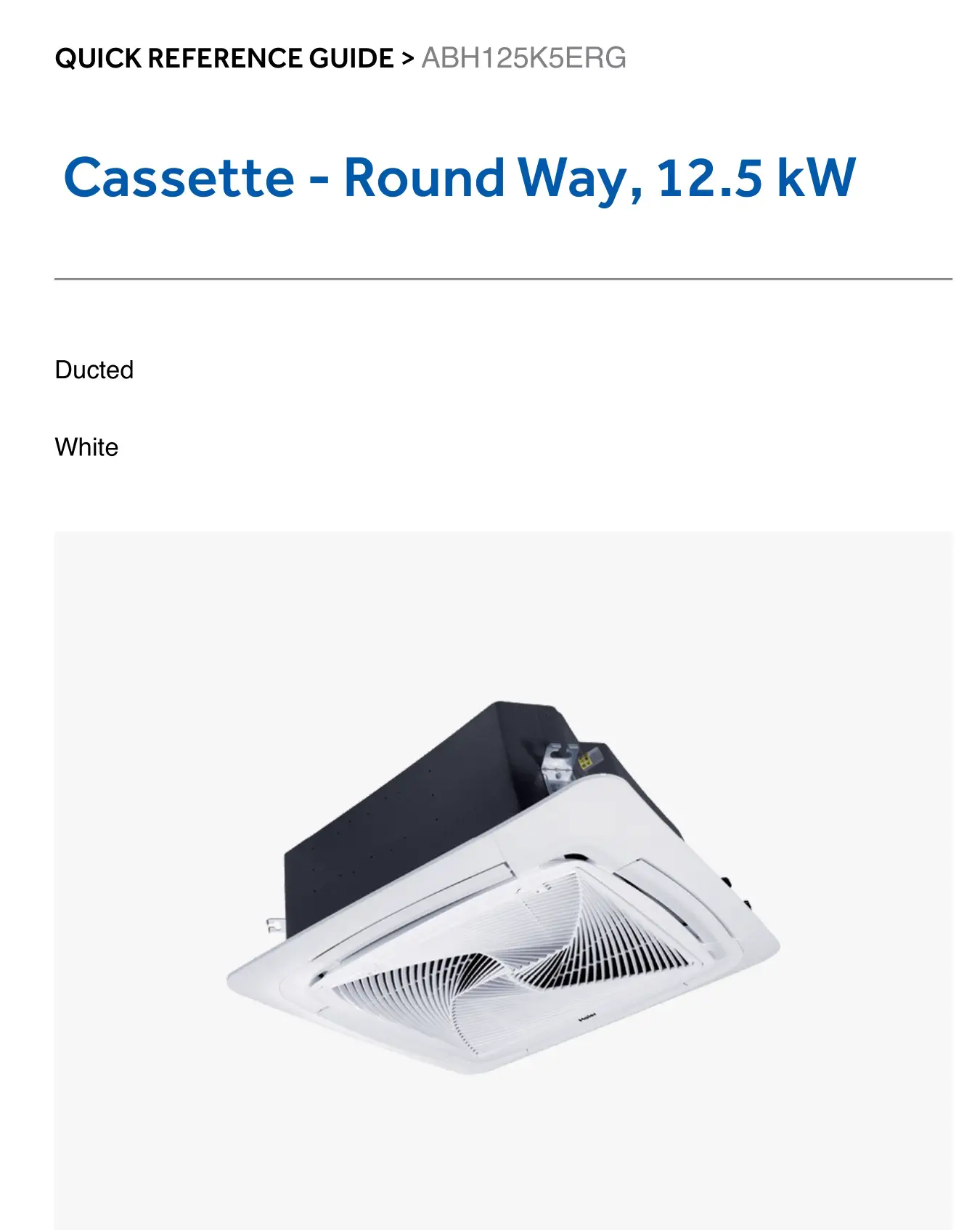 Haier ABH125K5ERG 12.5 kW Cassette User Guide