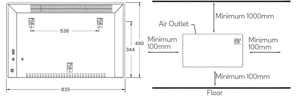 kogan KASGSHT24BA -KASGSHT24WA SMARTERHOME 2400W - Wall Mount Installation