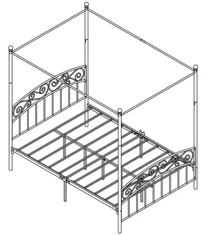 WestSky BF 715F BL 53 94 inch Wide Black Frame Metal Full-Size Canopy Bed - Cover