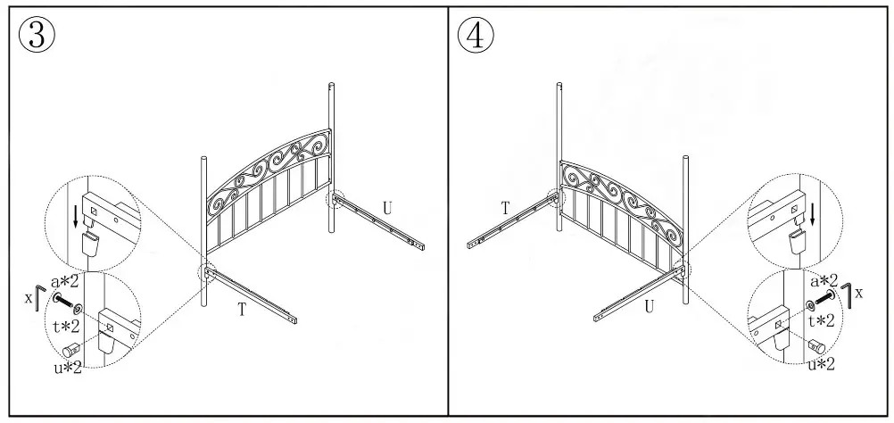 WestSky BF 715F BL 53 94 inch Wide Black Frame Metal Full-Size Canopy Bed - parts list 3
