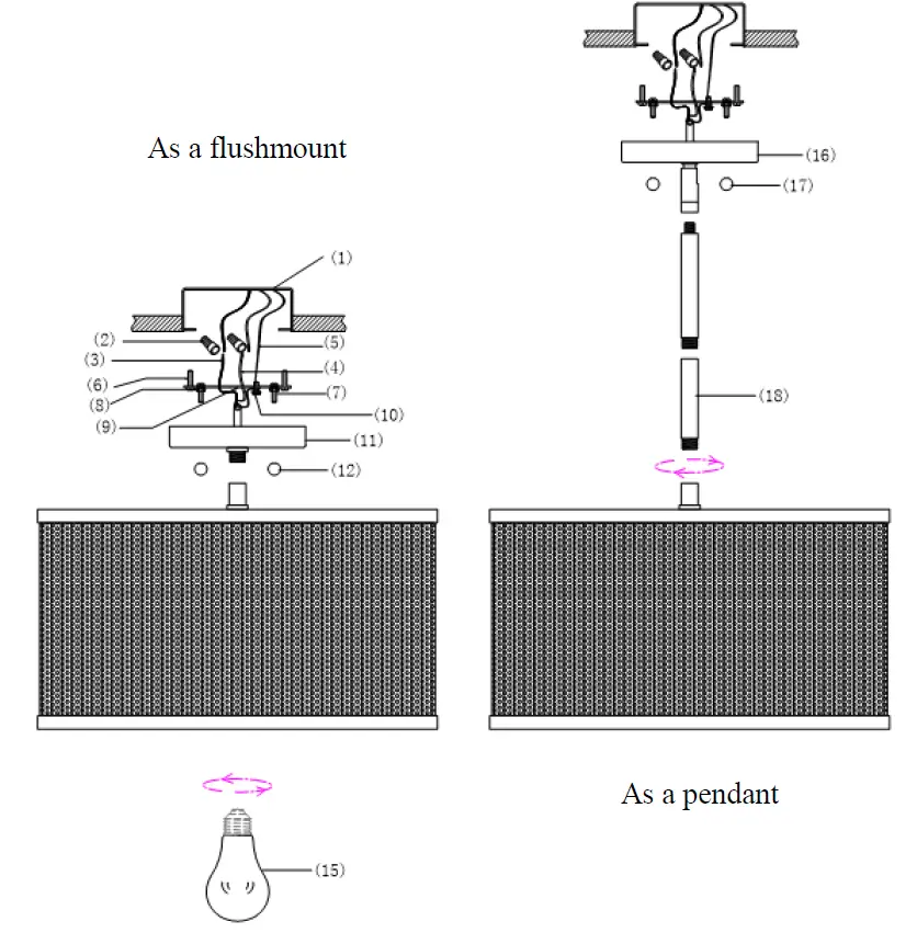 TREND-TP20013GD-Basetti-Modern-Gold-Drum-Pendant-Light-Instruction-fig-1