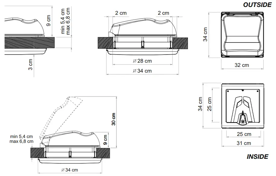 FIAMMA Vent 28 F Roof Light - Fig 2