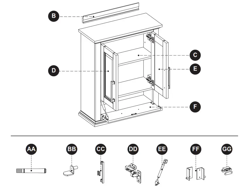 allen roth 1789WC 24 201 Brookview White Wall Cabinet - fig5