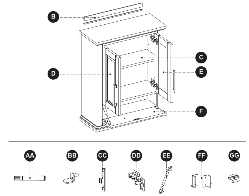 allen roth 1789WC 24 201 Brookview White Wall Cabinet - fig6