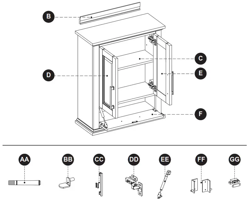 allen roth 1789WC 24 201 Brookview White Wall Cabinet - fig7
