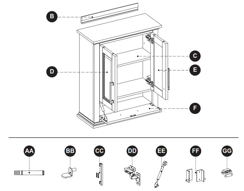 allen roth 1789WC 24 201 Brookview White Wall Cabinet - fig9