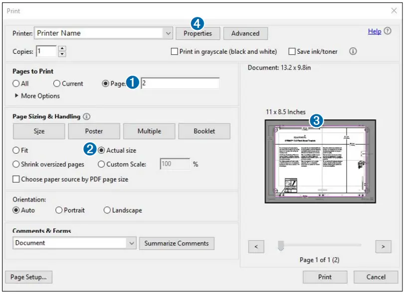 Printing a Mounting Template