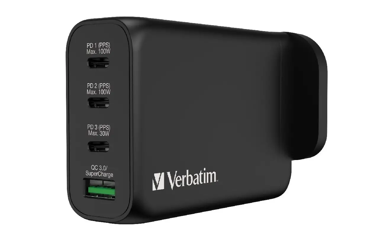 Verbatim 4 Port 130w Pd & Qc 3.0 Gan Usb Charger User Manual