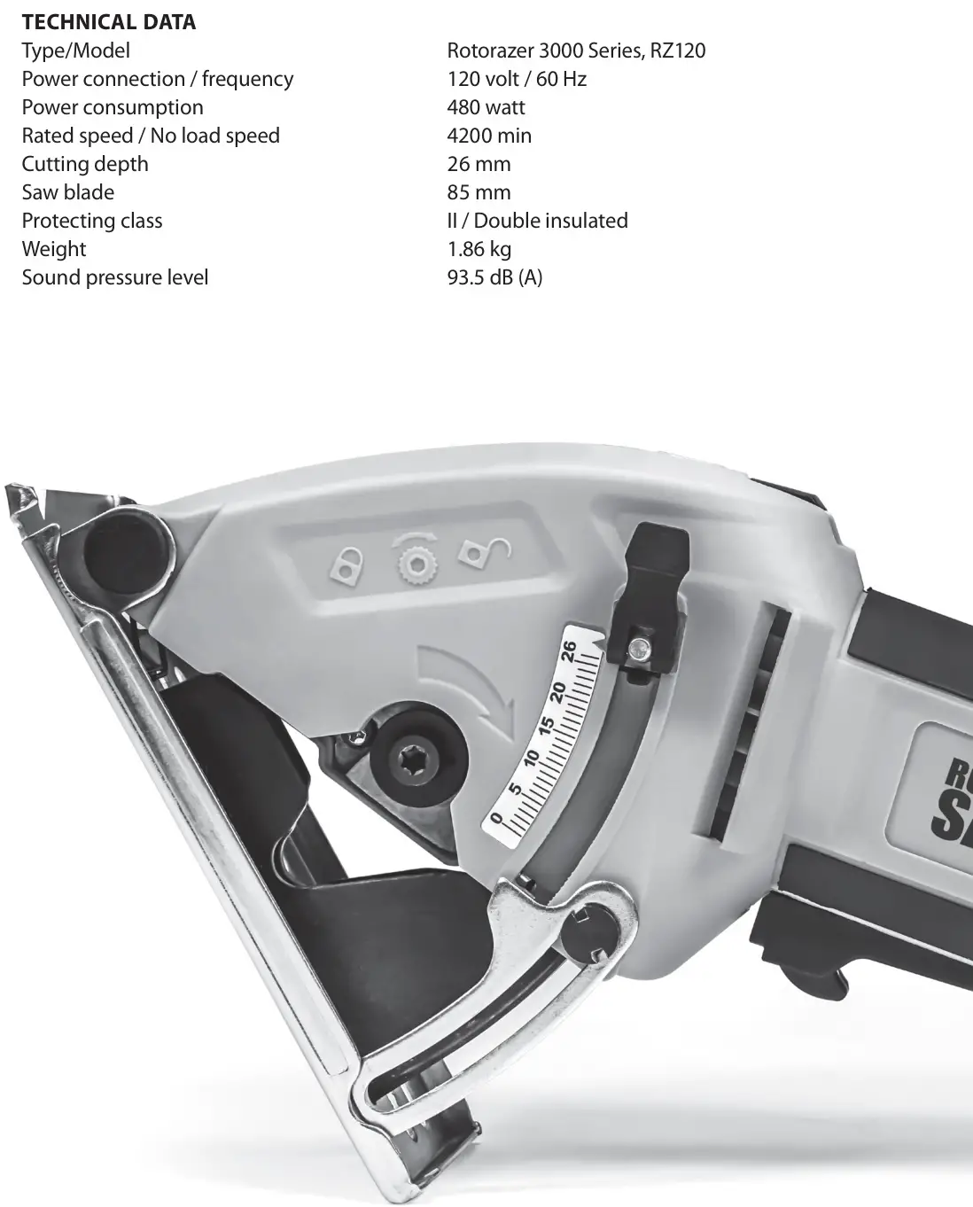 ROTORAZER RZ120 Compact Circular Saw - TECHNICAL DATA