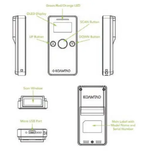 KOAMTAC Bluetooth Barcode Scanner KDC270 User Guide - KDC270 Diagram