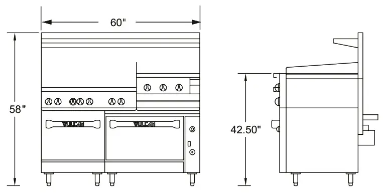 VULCAN Endurance Gas Restaurant Range 60SS- INSTALLATION INSTRUCTIONS