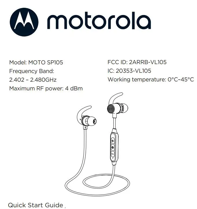 motorola MOTO SP105 Sport Wireless In-Ear Headphones User Guide