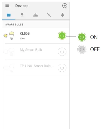 tp-link Kasa Filament Smart Bulb - Devices Page