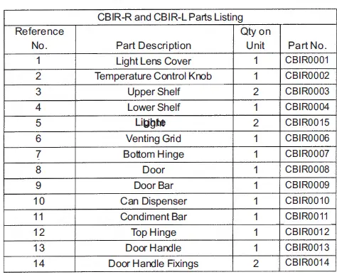 COYOTE CBIR-R 21 Inch Outdoor Rated Compact Refrigerator Owner's-FIG 6