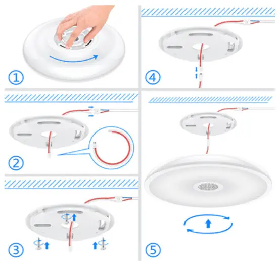 Shenzhen Ruineng Technology B022 Smart Music LED Ceiling Light with Speaker - Installation