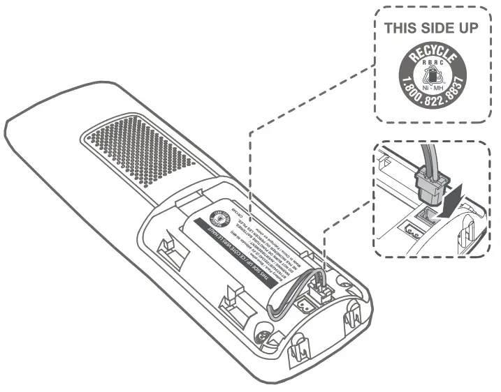 DECT 6.0 expansion handset use with AT&T models ----- Plug the battery connector