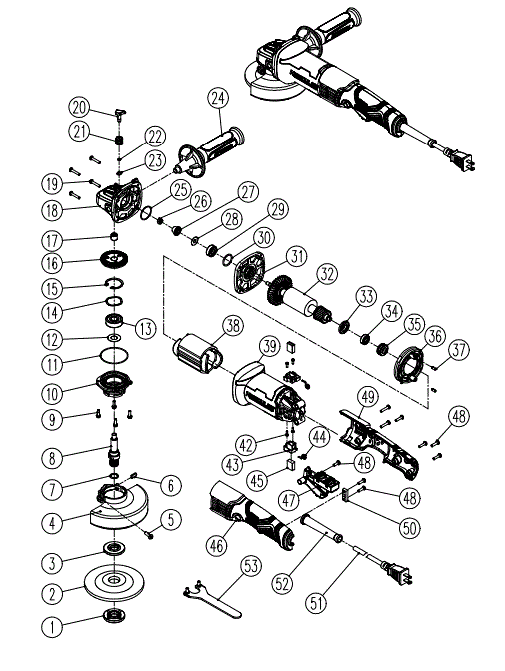 HERCULES HE65 4-1-2 Inch - 6 Inch 13A Trigger Grip Angle Grinder FIG 9