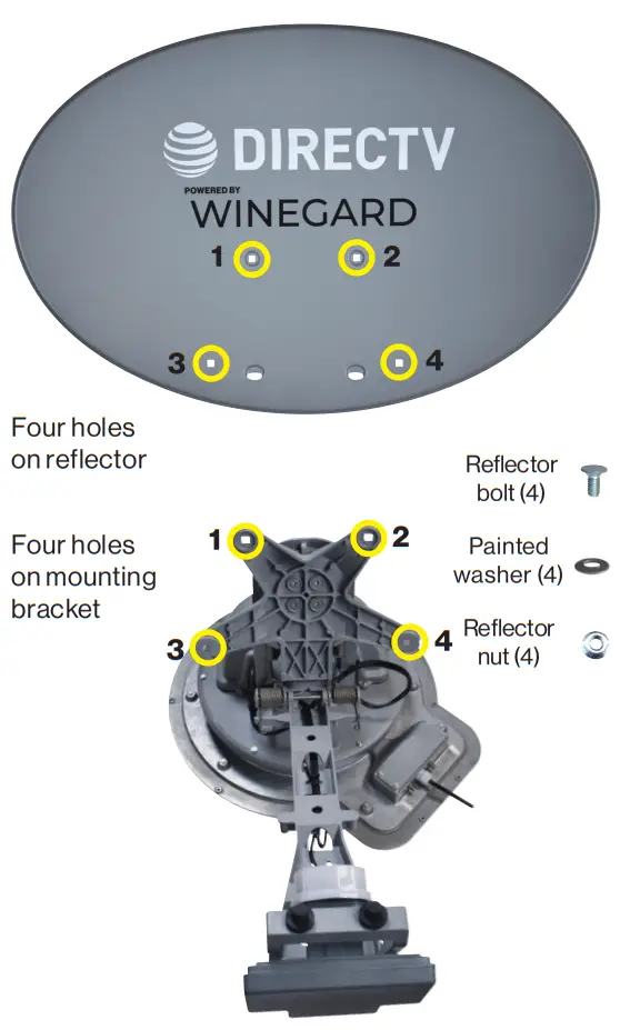 WINEGARD SK2SWM3 Travler Pro Automatic Multi Satellite TV Antenna - nut placement