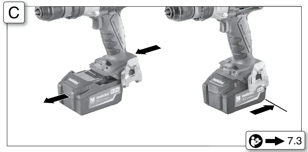 Removing and inserting the battery pack