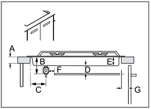BOSCH NGM5058UC Gas Cooktop - Installation dimensions 3