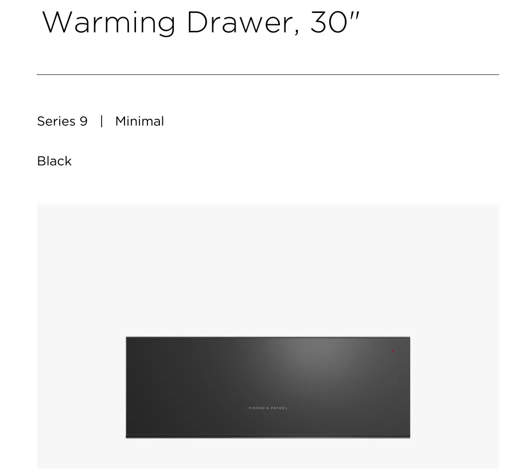 FISHER PAYKEL WB30SDEB1 Warming Drawer User Guide