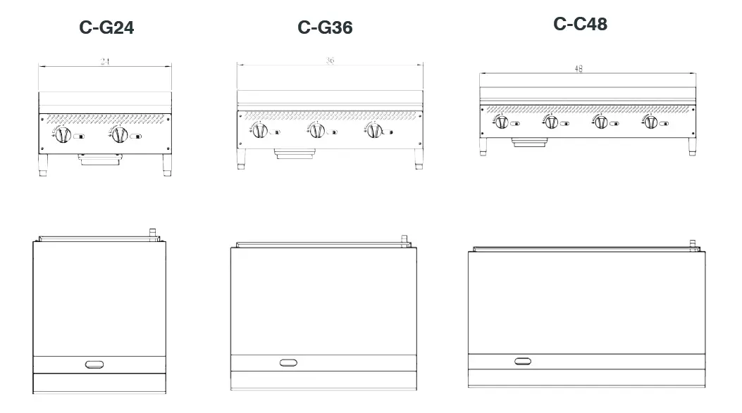 Migali C-G36 36 Inch Gas Countertop Griddle fig (2)