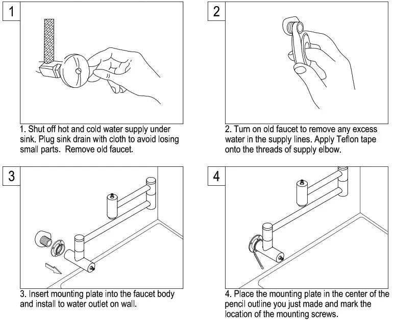 KINGSTON Pot Filler in Polished Brass - installation 1