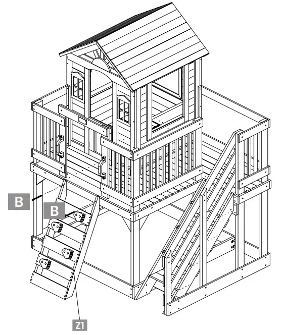 LIFESPAN KIDS LKCH-WAR-YEL Climbing Wall Silverton Cubby House - ASSEMBLY INSTRUCTIONS 4