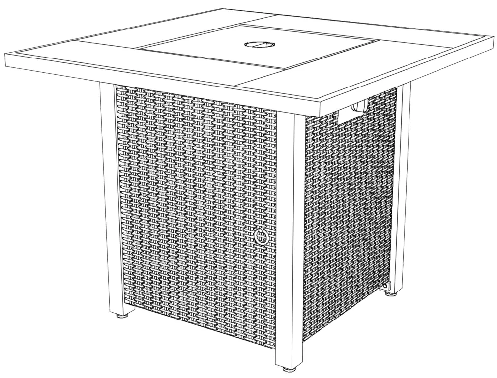 ZMWV307 30 Inch Outdoor Square Propane Gas Fire Pit Table